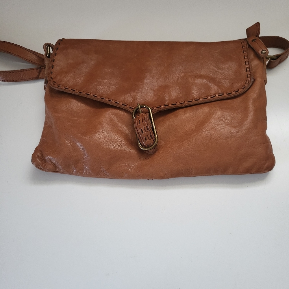 Brown Leather Crossbody Bag  Boho Artisan with Beautiful Patina